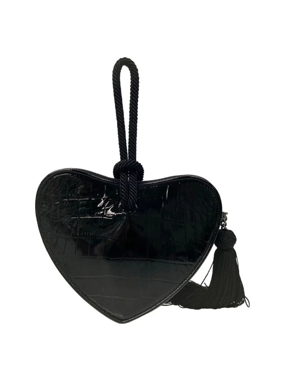 Saint Laurent Paris Clutch Black Heart Embossed Leather